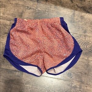 Nike Purple and Orange Athletic Shorts with Curved Hem